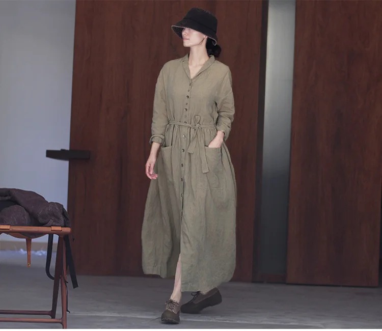 Женское однобортное платье в стиле ретро свободное весеннее с отложным