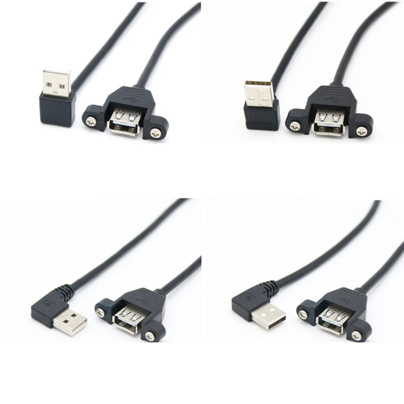 Удлинительный Кабель USB 2 0 для мужчин и женщин с винтовой панелью креплением на 90