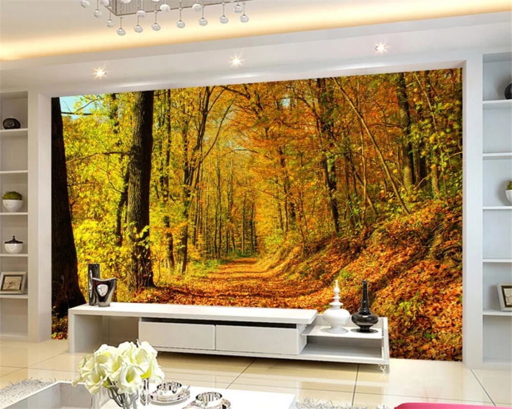 Обои Beibehang на заказ горная дорога ранний осенний лес 3d фон для телевизора