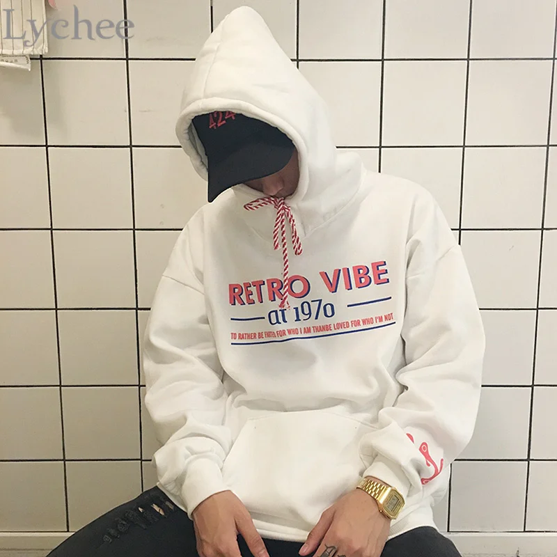 Женский свитшот Lychee в стиле Харадзюку худи ретро Vibe 1970 с буквенным принтом