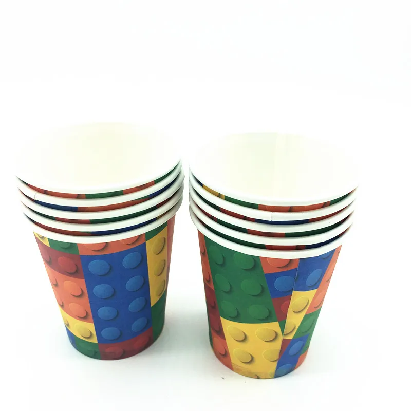 10 шт одноразовые чашки лего блоки украшения для тематических вечеринок детский