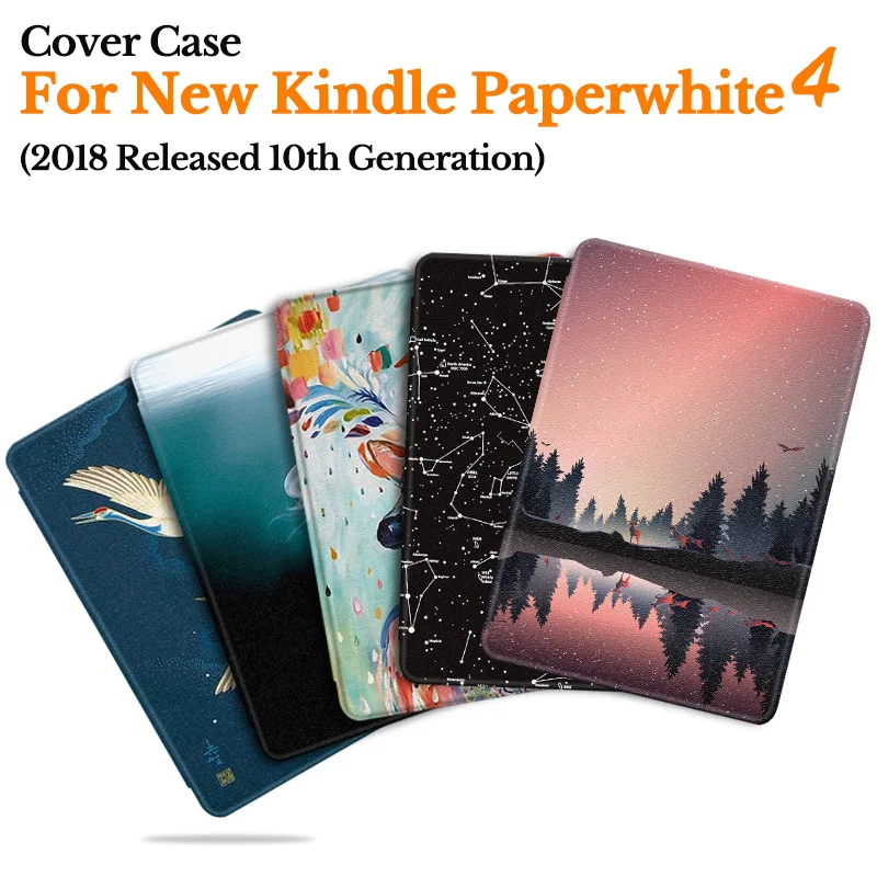 Умный чехол-Обложка BOZHUORUI для Amazon New Kindle Paperwhite 4 eReader(10 поколение выпущено) Магнитный Ультратонкий чехол