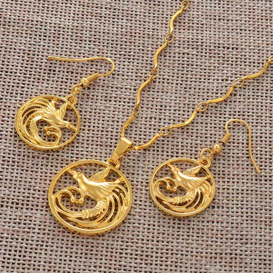 Anniyo пение ожерелья с птицей и серьги в наборе из Папуа-Новой Гвинее Jewellery PNG
