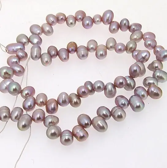 

Unique Pearls jewellery Store,5x9mm Dark Lavender Color Freshwater Cultured Pearl Loose Beads 14inches One Full Strand LC3-146