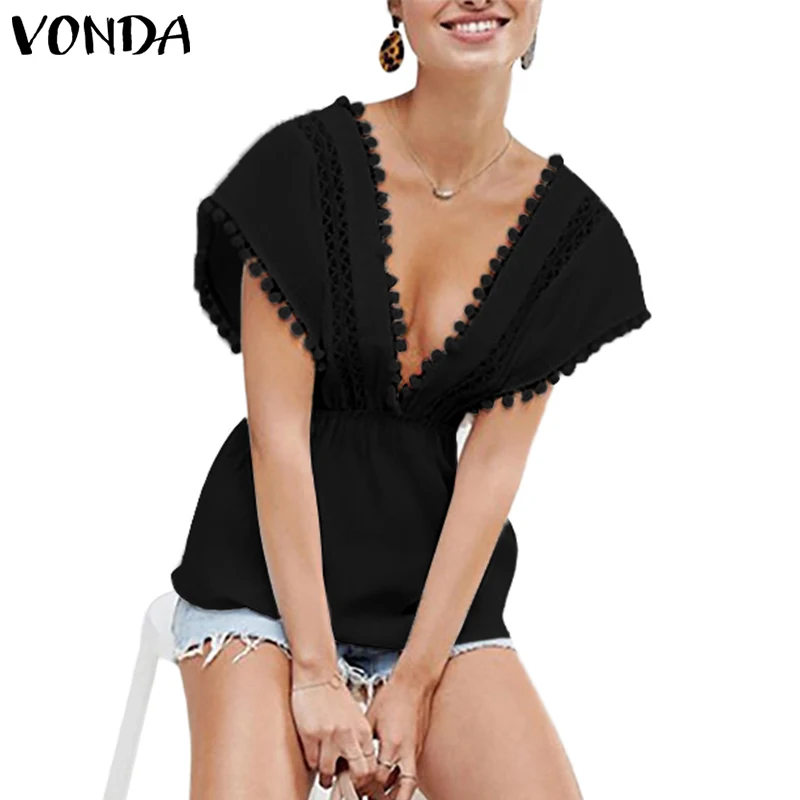 VONDA Новая модная блузка для беременных, Сексуальная Блузка без рукавов с v-образным вырезом для беременных женщин, блузки для беременных, блузки, рубашки больших размеров