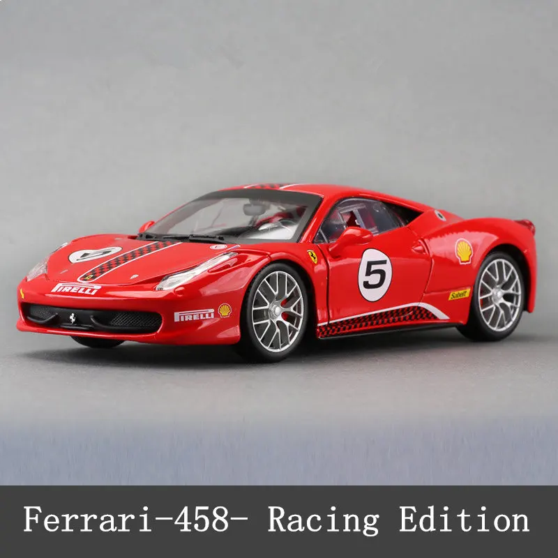 458 Bbuargo Ferrari 1:24 имитация сплава супер Игрушечная модель автомобиля 34 стиля для с управлением на рулевом колесе переднее рулевое колесо игрушечный автомобиль - Цвет: 458