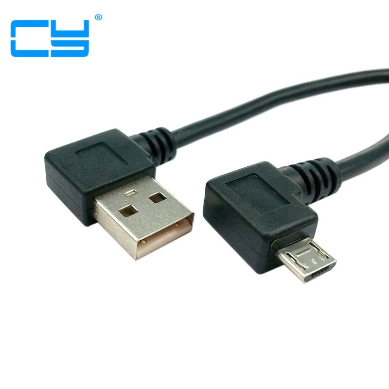 Левый правый угловой 90 градусов Micro USB штекер к левый Зарядка данных 0 2 м короткие