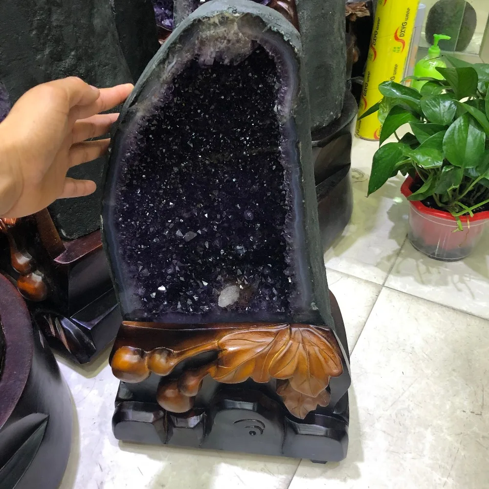 18-20 кг по самой низкой цене, натуральный Уругвайский Аметист Кристальный пещера Свадебный павильон Декор для аквариума с украшением в виде кристаллов исцеления с украшением в виде кристаллов