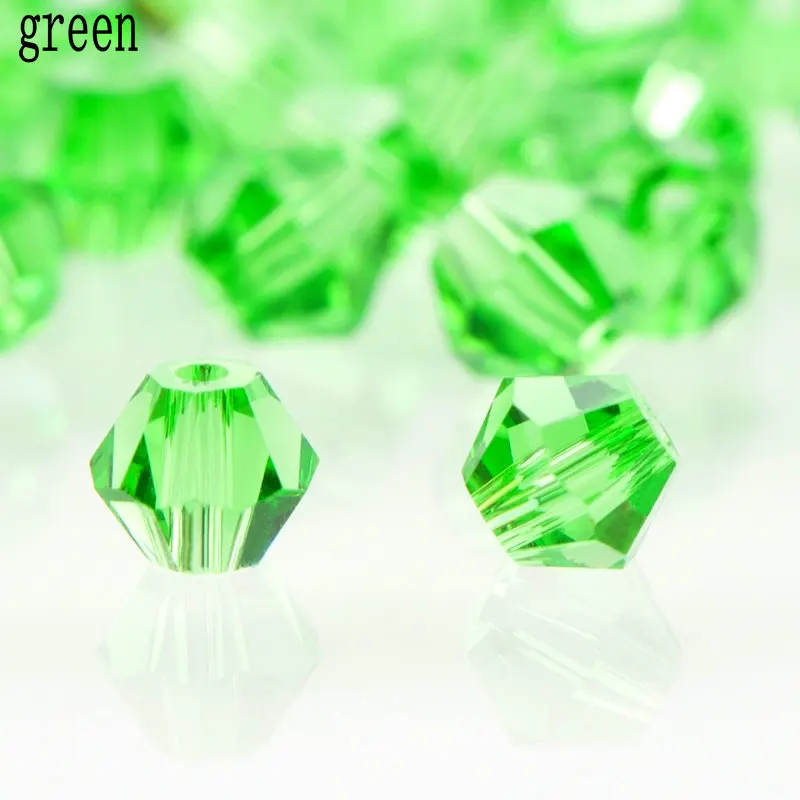 green AAA Качество 3 мм 4 мм 6 мм Подвески со стразами разделительные стеклянные бусины Свободные двухконусные бусины для изготовления ювелирных изделий ожерелье браслет DIY - Цвет: green