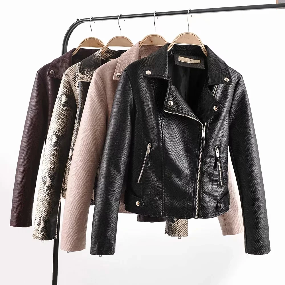 Винтажные женские Куртки из искусственной кожи модные черные короткие куртки
