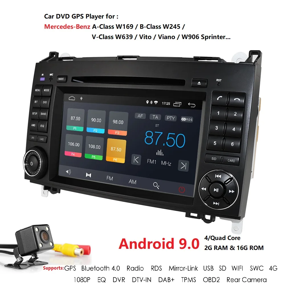 Android 9,0 2Din 7 дюймов Автомобильный dvd-плеер для Mercedes Benz/Sprinter/W209/W169/Viano/Vito/B200 2GRAM 4GWIFI gps навигация радио камера