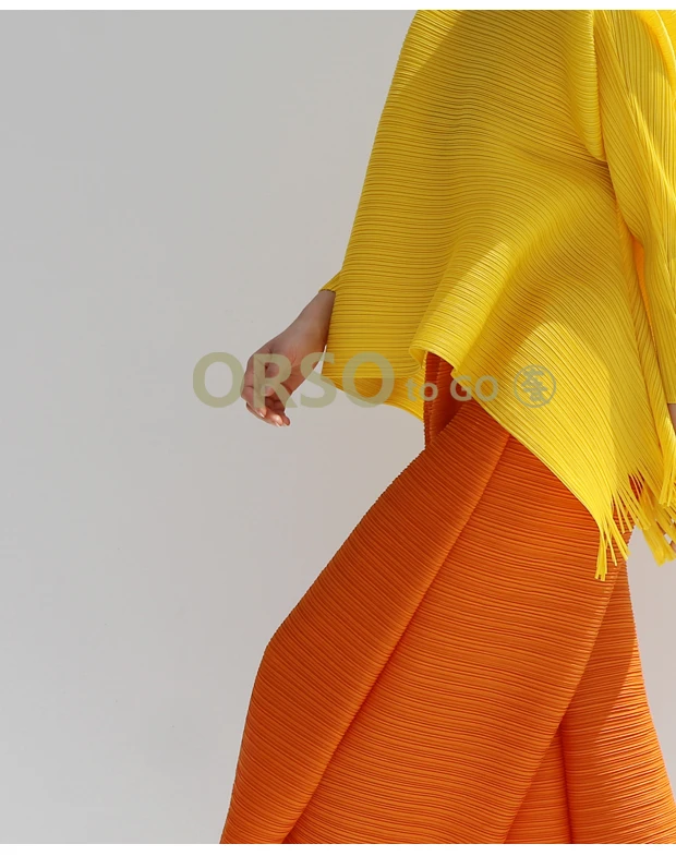 Changpleat Весна новая свободная женская футболка Miyak плиссированная дизайн сплошной большой размер кисточкой женские футболки Мода