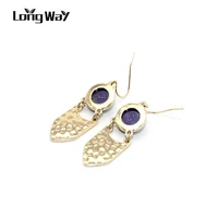 longway 2019 new design earring vintage golden leaf earrings drop earrings for women crystal wedding earrings ser170064