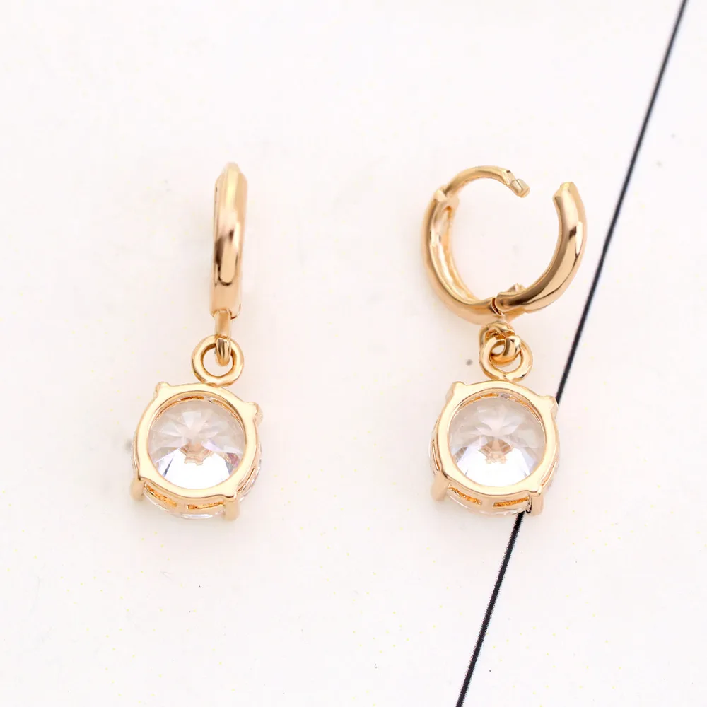 

KAYMEN Fashion Woman Jewelry Inlaid Circular Cubic-Zirconia Golden Cute Girls' Drop Earrings for Girls Dangle Earrings 1188
