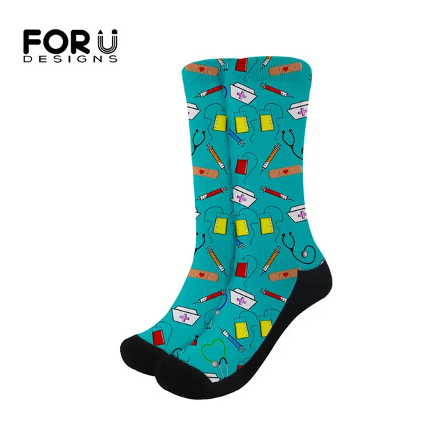 FORUDESIGNS/женские носки из хлопка; сезон осень-зима; женские повседневные носки с милым рисунком медсестры; Модные женские высокие носки с героями мультфильмов; - Цвет: H10261Z46