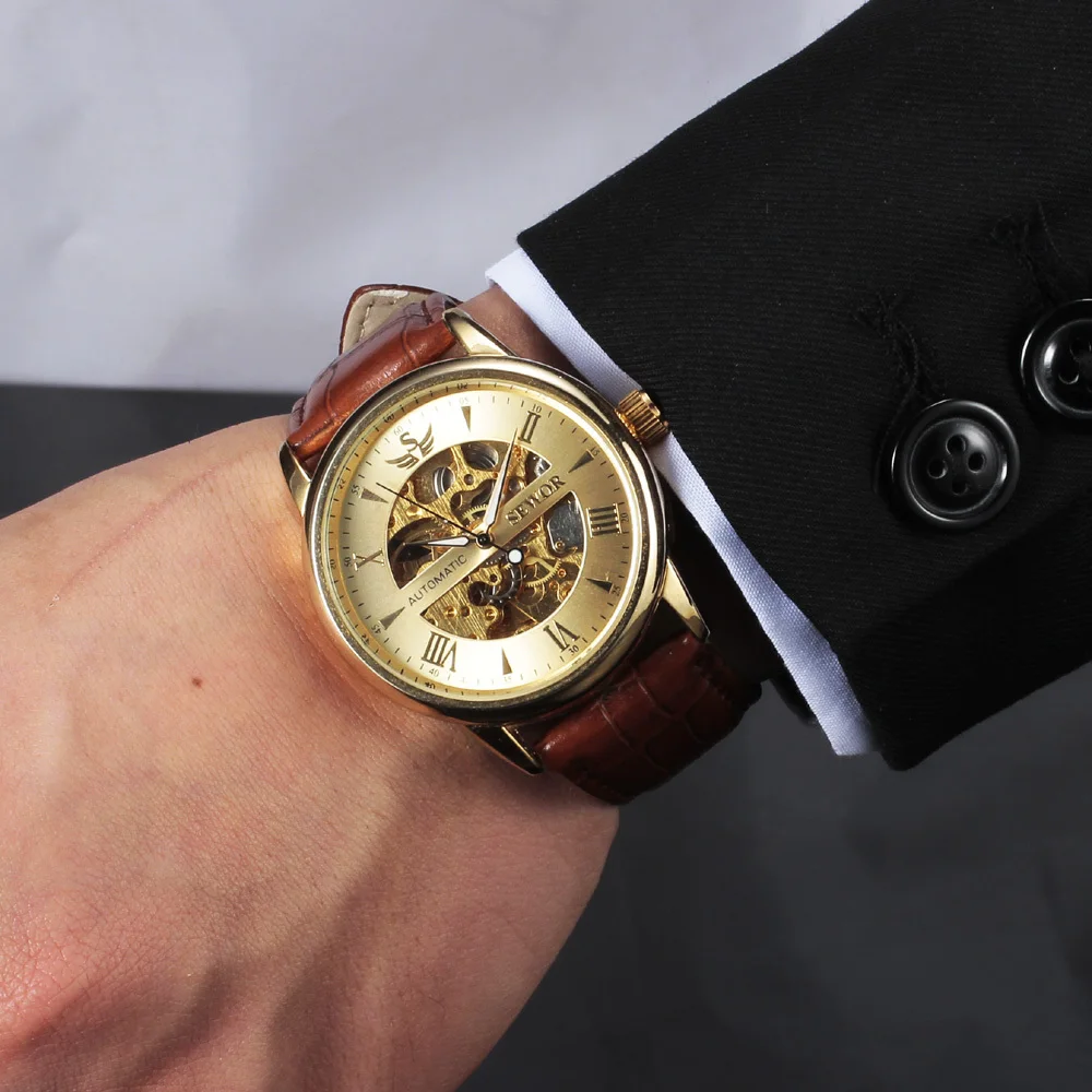 Часы мужские повседневные механические с кожаным ремешком|dress rock|dress slimwatch finger |