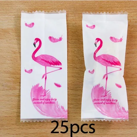 25PCS Милая Высококачественная подарочная коробка для конфет с фламинго, креативная Сумка-тоут, самоклеющаяся сумка для торта, печенья, свадебных упаковочных коробок Nougat - Цвет: 25PCS