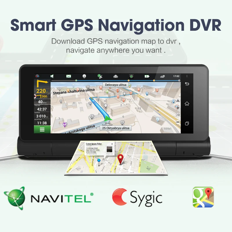 6,8" Android автомобильный видеорегистратор сенсорный экран WiFi Bluetooth 4G gps навигация Двойная камера с gps картой Европы