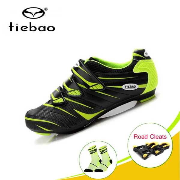 816A G with cleats TIEBAO/Мужская велосипедная обувь; bicicleta carretera; самоблокирующаяся обувь для езды; Zapatos; обувь для шоссейного велосипеда с легким замком; обувь для езды на велосипеде - Цвет: 816A G with cleats