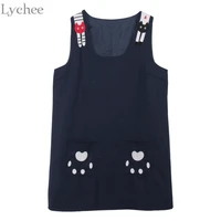 lychee lolita style cute women dress cat paw embroidery sleeveless suspender dress spring autumn dress