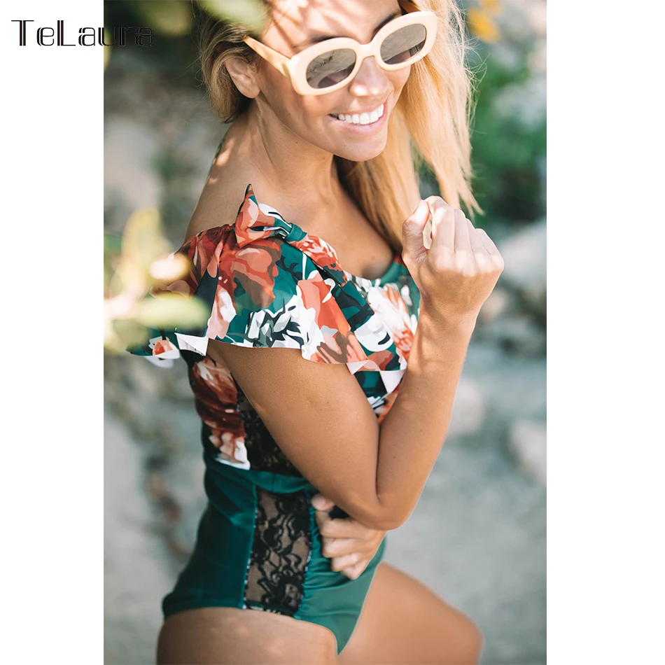 2019 Sexy One Piece Swimsuit Women Swimwear Lace Monokini Padded Swim Suit Bodysuit Bathing Shoulder Beach Wear Female | Спорт и