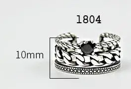 SHANICE 925 пробы серебряные Открытые Кольца Ретро Старый твист широкий черный CZ Кристалл цепь Резные палец кольцо все-матч ювелирные изделия - Цвет основного камня: 1804