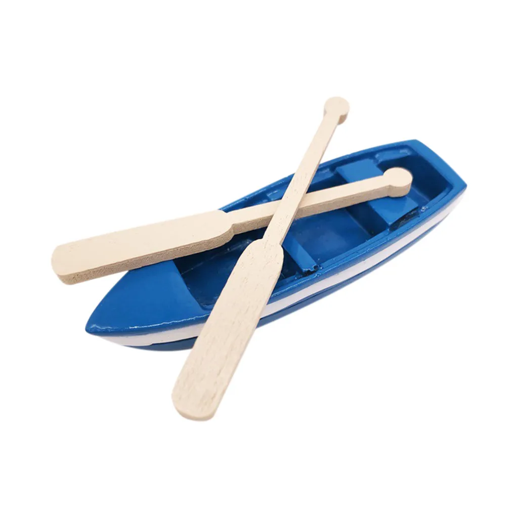 Миниатюрная миниатюрная мини лодка голубого цвета для украшения кукольного