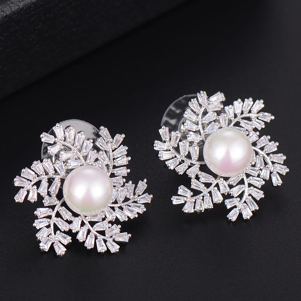 Женские серьги-гвоздики SISCATHY серьги с искусственным жемчугом и микро кубическим