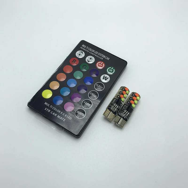 2 шт. T10 W5W светодиодные автомобильные лампы RGB с пультом дистанционного