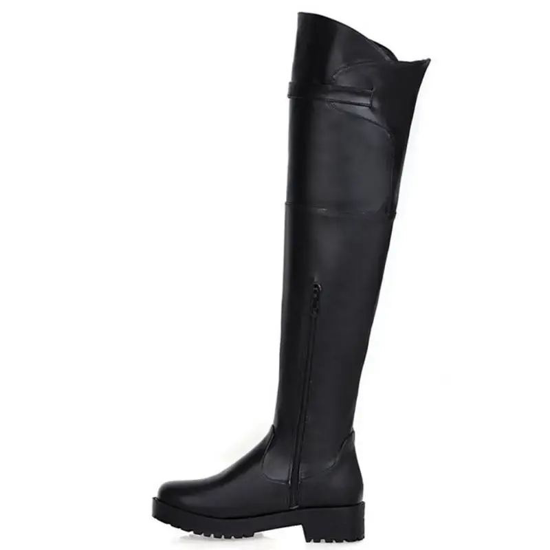 RIZABINA Women Round Toe Flat Over Knee Boot Winter Warm Leisure Knight Long Botas Footwear Shoes P21910 Size 33-43 | Обувь