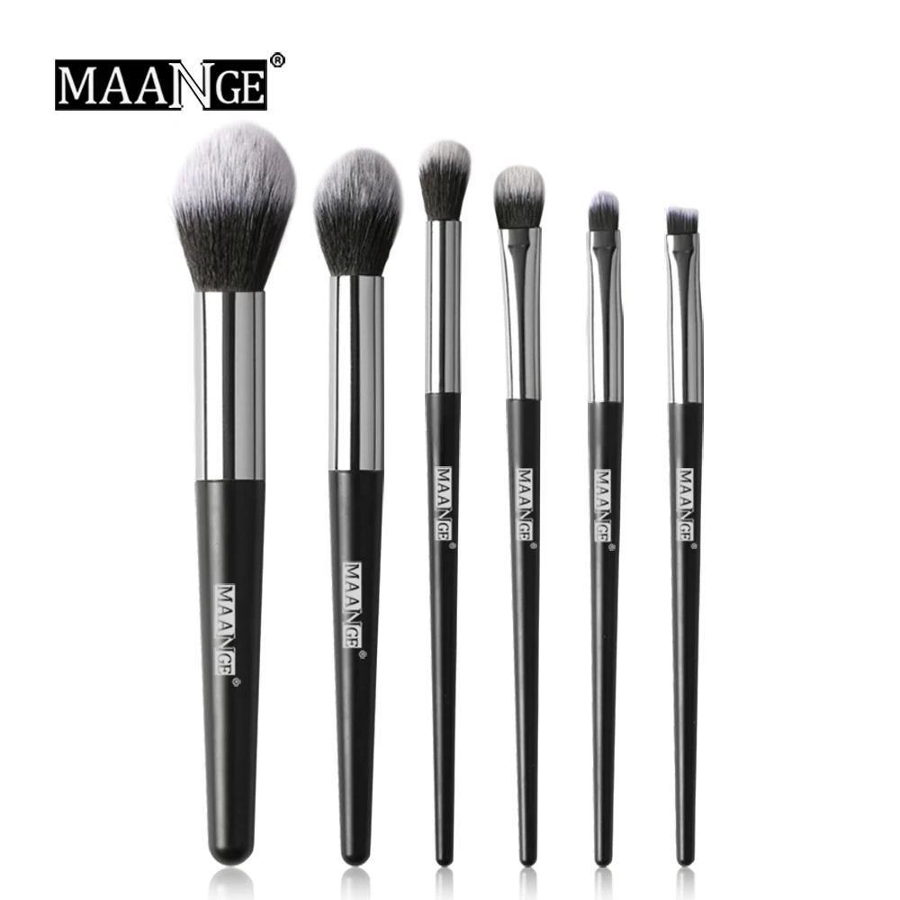 6PCS MAANGE, новинка, 6 шт., кисти для макияжа, профессиональная основа, пудра, тени для век, кисть для смешивания, Pincel Maquiagem, набор кистей для макияжа, набор - Handle Color: 6PCS