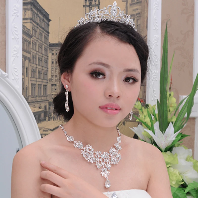 Комплект свадебных украшений ожерелье и серьги цвет красный XL005|jewelry necklace sets|necklace