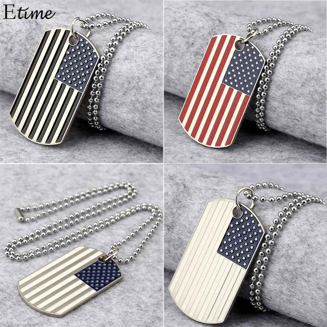 Унисекс модный панк стиль полоски Американский кулон в форме флага цепочка бусы