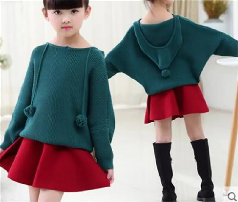 Новинка 2017 свитера для девочек пуловер с капюшоном свитер маленьких осенне