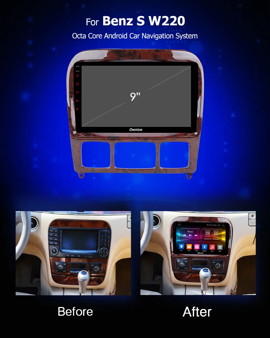Ownice C500 + G10 Android 8 1 для Mercedes Benz/S280/S320/S350/S400/S500/W220/W215/C S Class 2din автомобильный DVD плеер