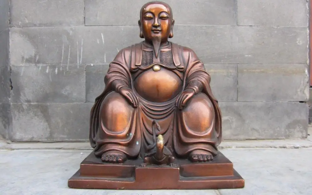 

chinese Buddhism red bronze copper Basaltic Emperor buddha Great basaltic statue