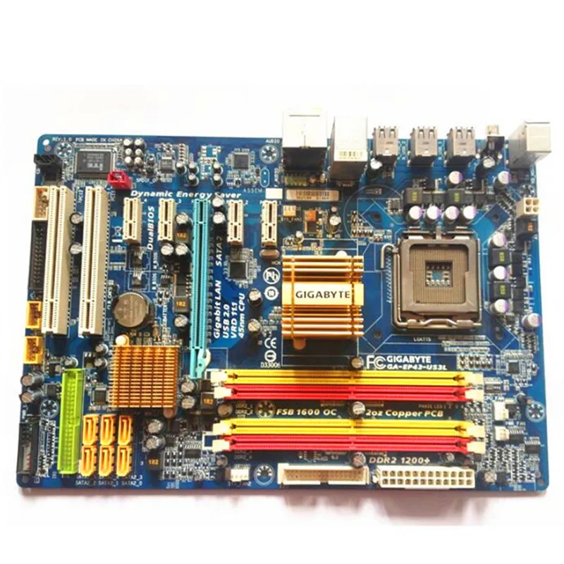 Для Gigabyte оригинальная б/у материнская плата разъем P43 LGA 775 DDR2 GA EP43 US3L для