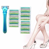6 layer blades razor 1 handle10 blades portable mini pro women female razor for unwanted body face leg bikini hair removal