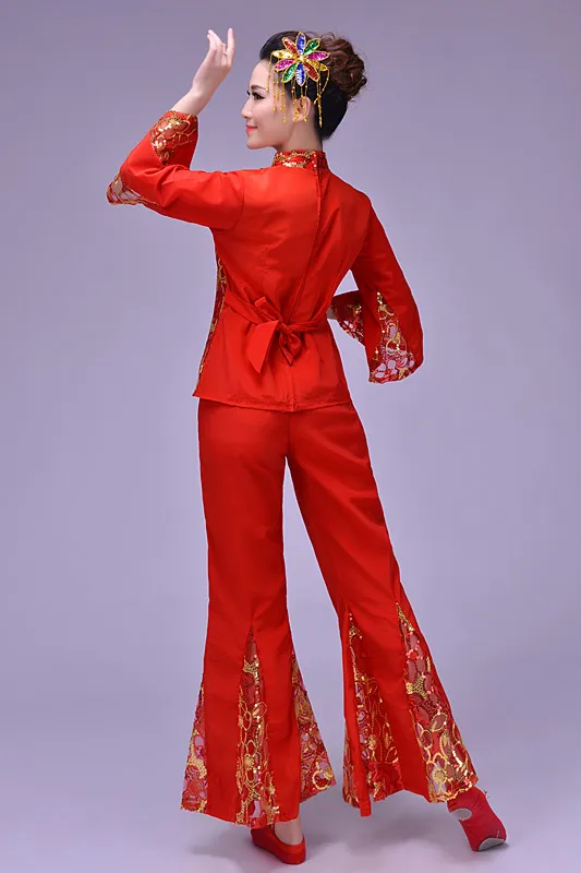 

Disfraces Hmong Clothes New Autumn Old Fan Dance Chinese Folk Yangko Clothing Female Stage Costumes Classical Traditional