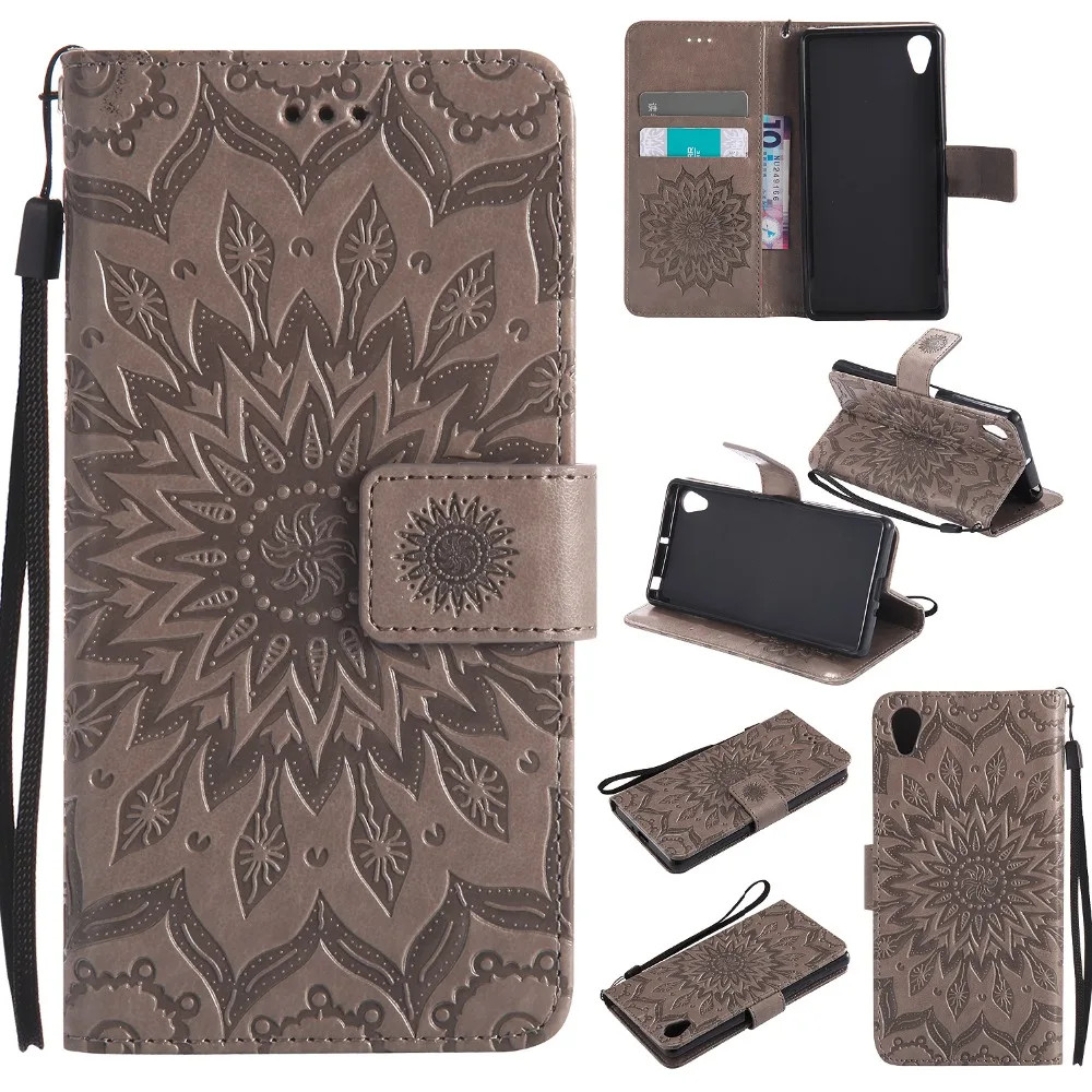 Кожаный чехол с рельефным изображением солнца для Sony X чехол-подставка Xperia F5121 Dual