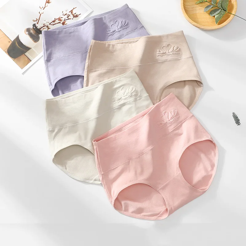 1658 LANGSHA 4Pieces Panties Women Cotton High Waist Slimming Underwear Lovely Print Seamless Briefs Sexy Breathable Girls Underpants - Цвет: 1658