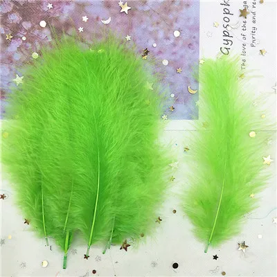 fruit green 50p Natural Turkey Feathers Plumes 4-6 Inches10-15cm Multicolor Chicken Marabou Feather DIY Craft Wedding Jewelry Decoration 50pcs - Цвет: fruit green 50p