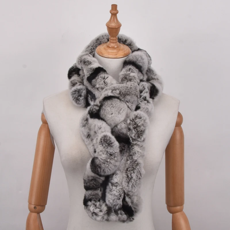 Шарф из натурального меха кролика рекс 80 см шарф кроличьего теплый черного и