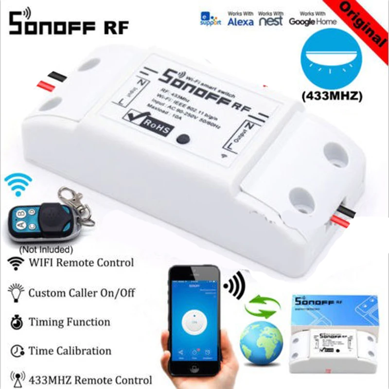 Смарт-выключатель Sonoff радиочастотный Wi-Fi 433 МГц | Электроника