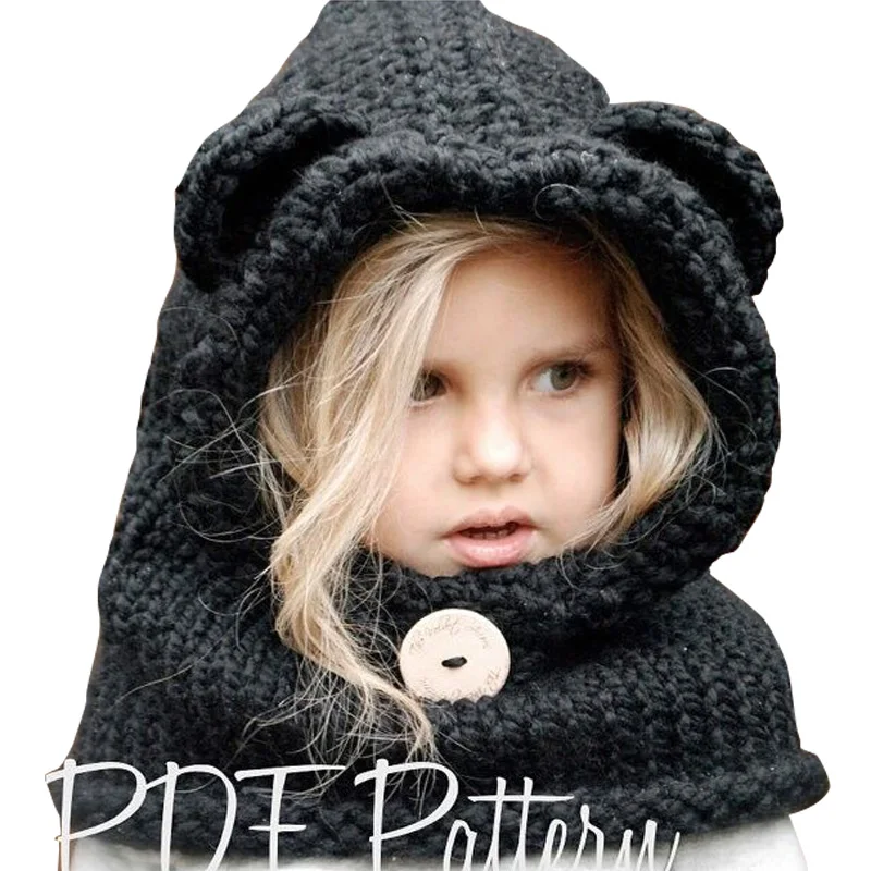 

Hat Autumn Baby Girls Boys Winter Warm Cute Bear Bebe Kids Knitted Scarf and Cap Button Decorate Girls Clothing Set Wholesale