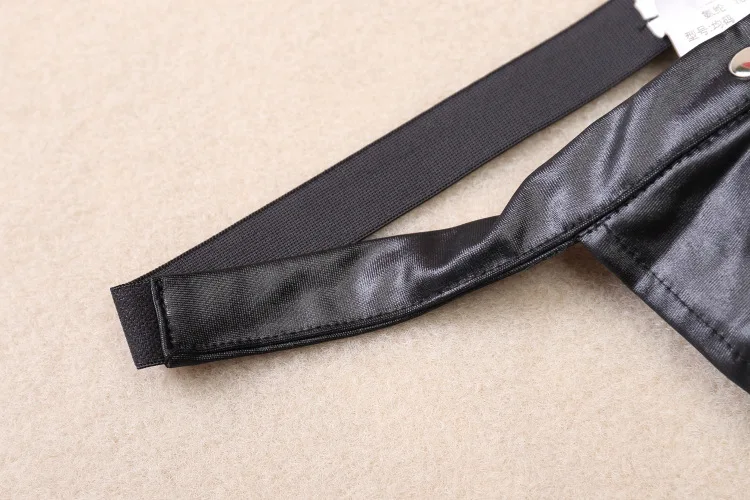 2016 модные сексуальные мужские бандаж имитация кожаное бикини стринги нижнее