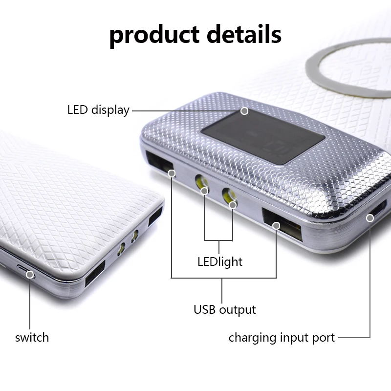 Qi Wireless Power Bank 10000mAh 2 USB PowerBank Charger Battery External Portable For iPhone Samsung Xiaomi Poverbank | Мобильные