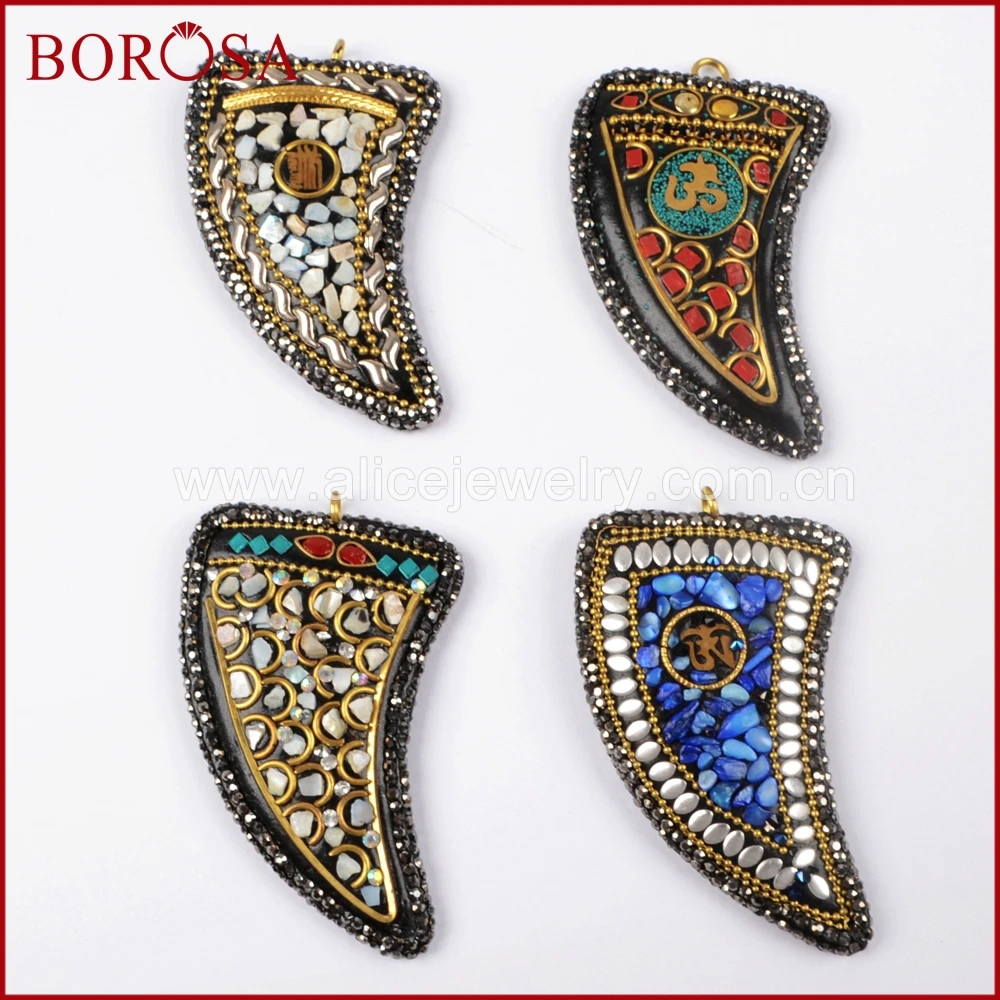 Новый инкрустированный латунный рожковый камень BOROSA 6 шт. многослойный со