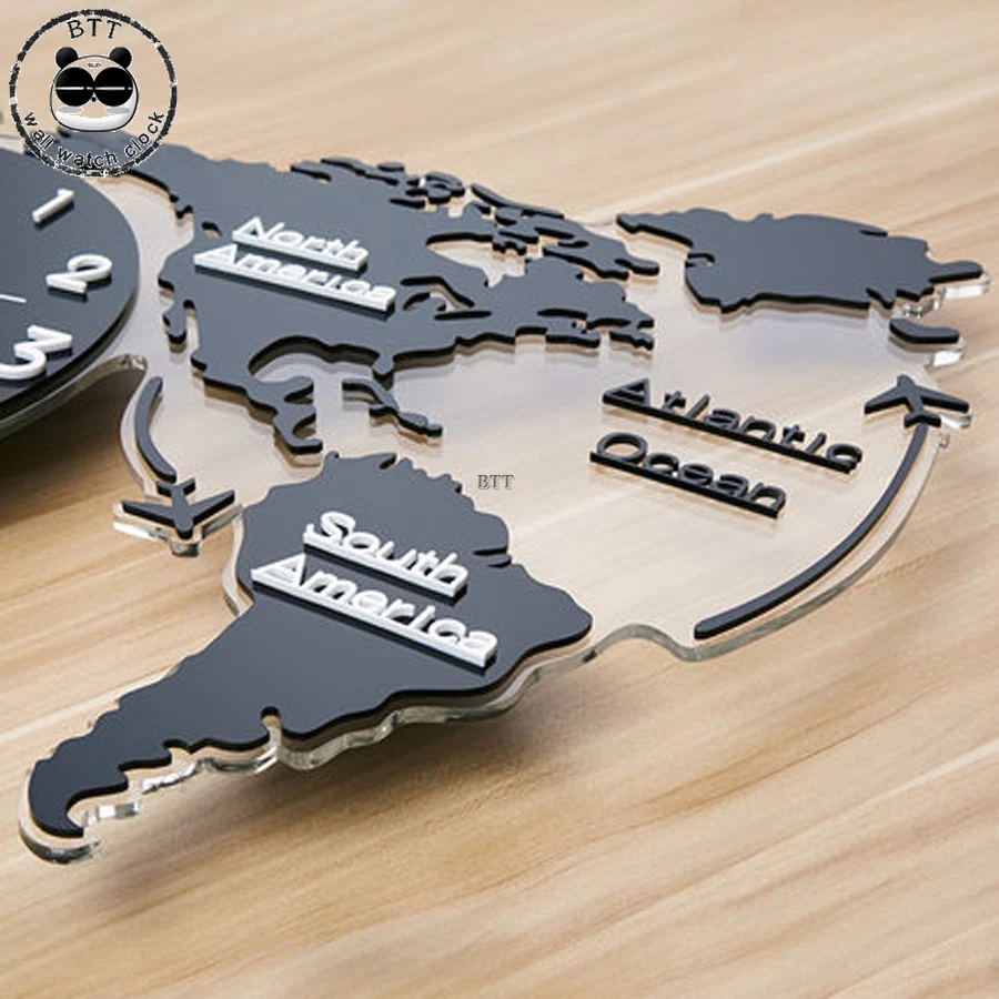 3D большие настенные часы-карта s World Часы-карта современные светящиеся в темноте уникальные бесшумные часы настенные часы для гостиной конференц-зала