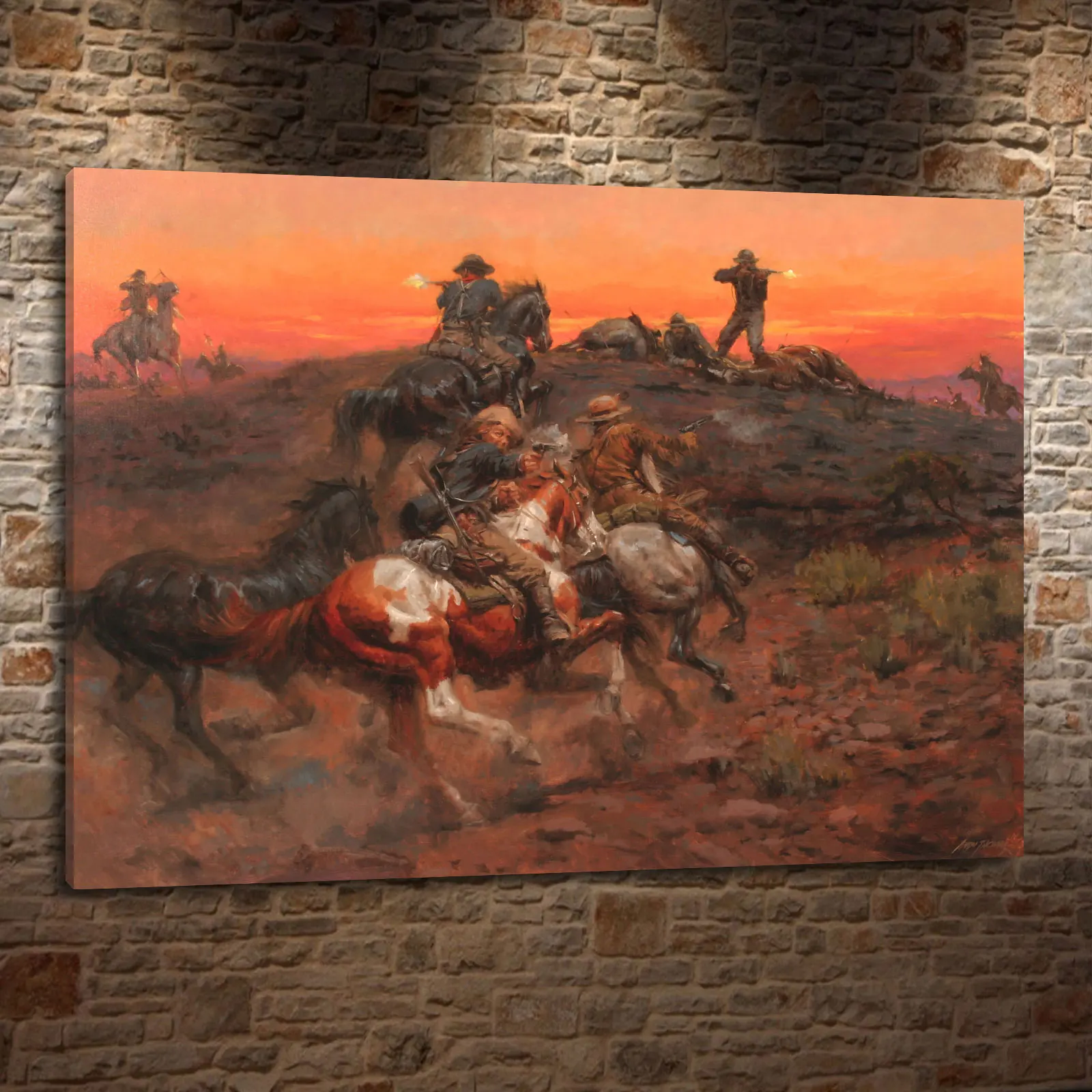 Холщовая картина в ковбойском стиле для украшения гостиной спальни дома